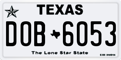 TX license plate DOB6053