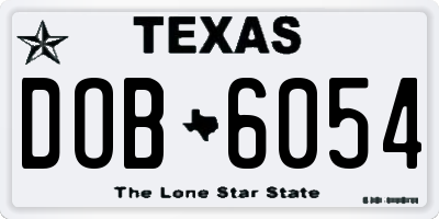 TX license plate DOB6054