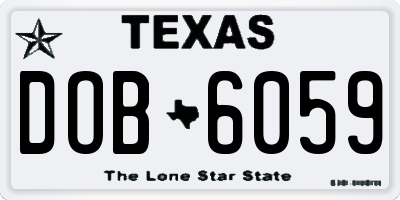 TX license plate DOB6059