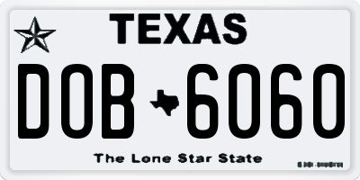TX license plate DOB6060
