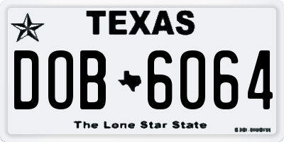 TX license plate DOB6064
