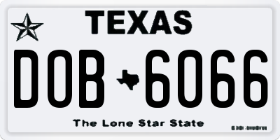 TX license plate DOB6066