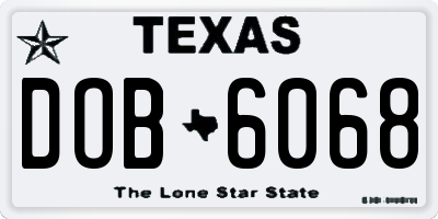 TX license plate DOB6068