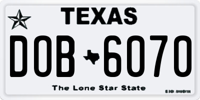 TX license plate DOB6070