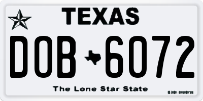 TX license plate DOB6072