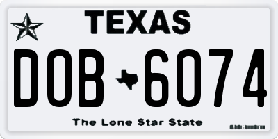 TX license plate DOB6074
