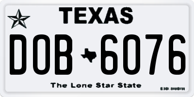TX license plate DOB6076