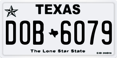 TX license plate DOB6079