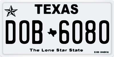 TX license plate DOB6080