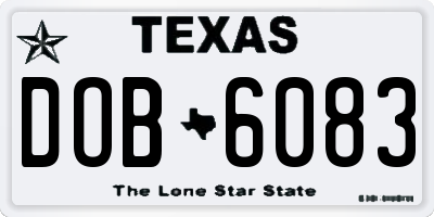 TX license plate DOB6083