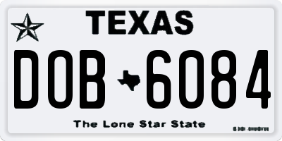 TX license plate DOB6084