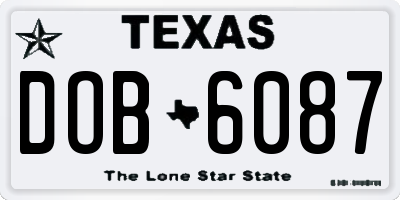 TX license plate DOB6087