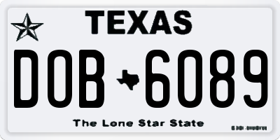 TX license plate DOB6089