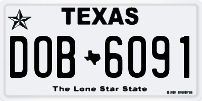 TX license plate DOB6091