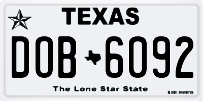 TX license plate DOB6092