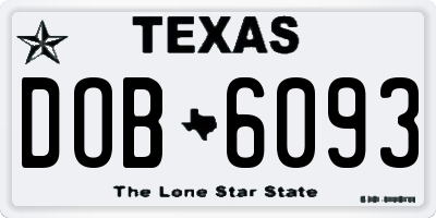 TX license plate DOB6093