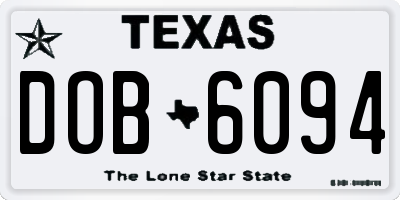 TX license plate DOB6094