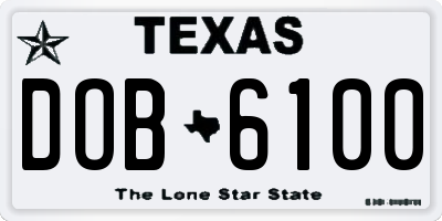 TX license plate DOB6100