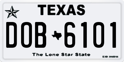 TX license plate DOB6101