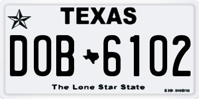 TX license plate DOB6102