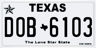 TX license plate DOB6103
