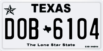 TX license plate DOB6104