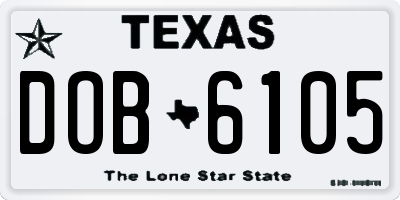 TX license plate DOB6105