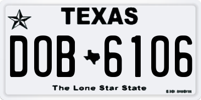 TX license plate DOB6106