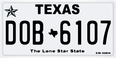 TX license plate DOB6107