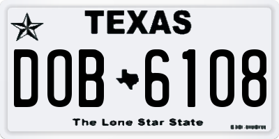 TX license plate DOB6108