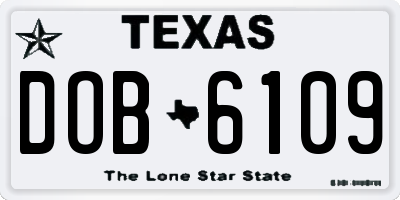 TX license plate DOB6109