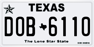 TX license plate DOB6110