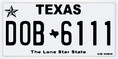 TX license plate DOB6111
