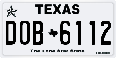 TX license plate DOB6112