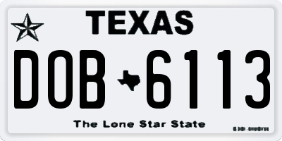 TX license plate DOB6113