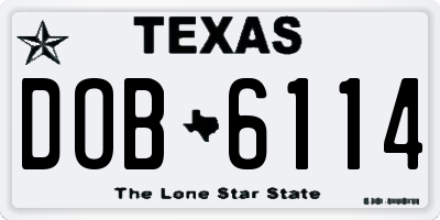 TX license plate DOB6114