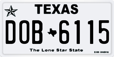 TX license plate DOB6115