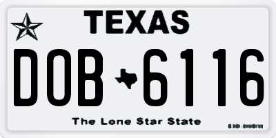 TX license plate DOB6116