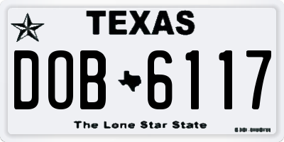 TX license plate DOB6117