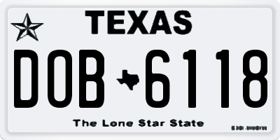 TX license plate DOB6118