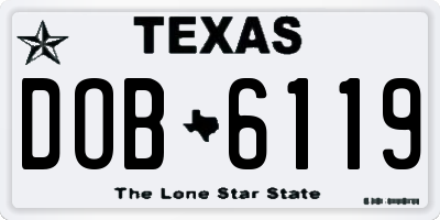 TX license plate DOB6119