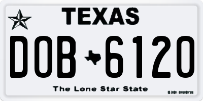 TX license plate DOB6120
