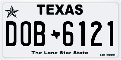 TX license plate DOB6121