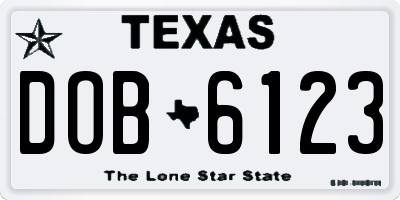 TX license plate DOB6123
