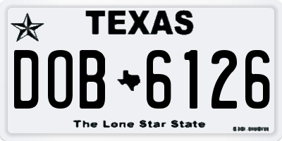TX license plate DOB6126
