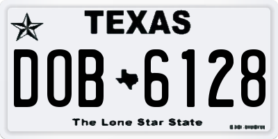TX license plate DOB6128