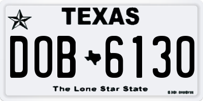 TX license plate DOB6130