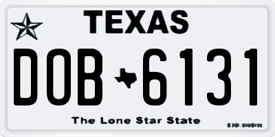 TX license plate DOB6131