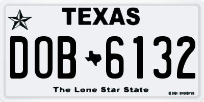 TX license plate DOB6132