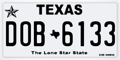 TX license plate DOB6133
